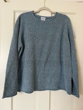Columbia Women’s Nubby Knit Round Neck Sweater Size 1X Blue Gray Winter Warm